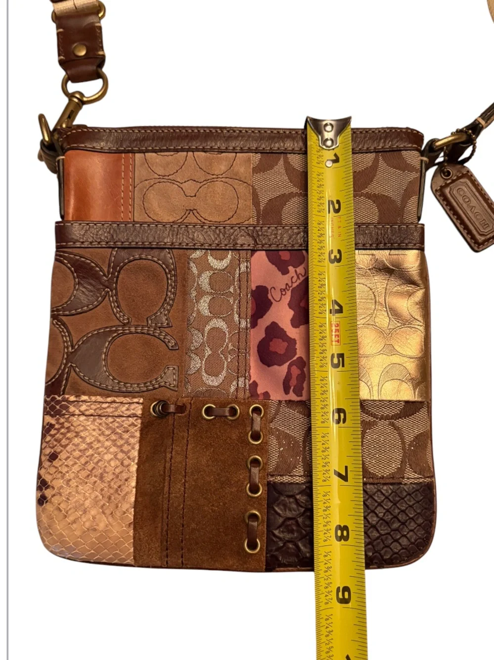 Y2K Coach Patchwork Animal Print Swingpack Crossbody (Style #40915).